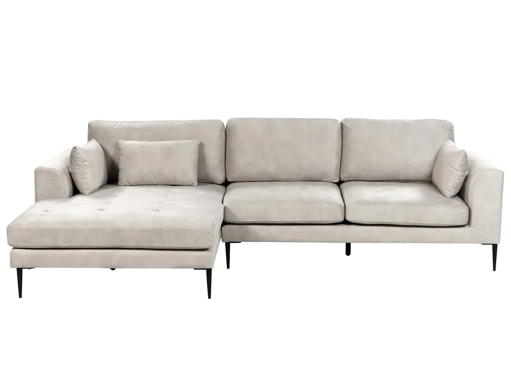 Corner Sofa 3 Seater FLAM Velvet Grey Right Hand