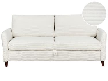 3-Sitzer Sofa Cord cremeweiß mit Stauraum MARE