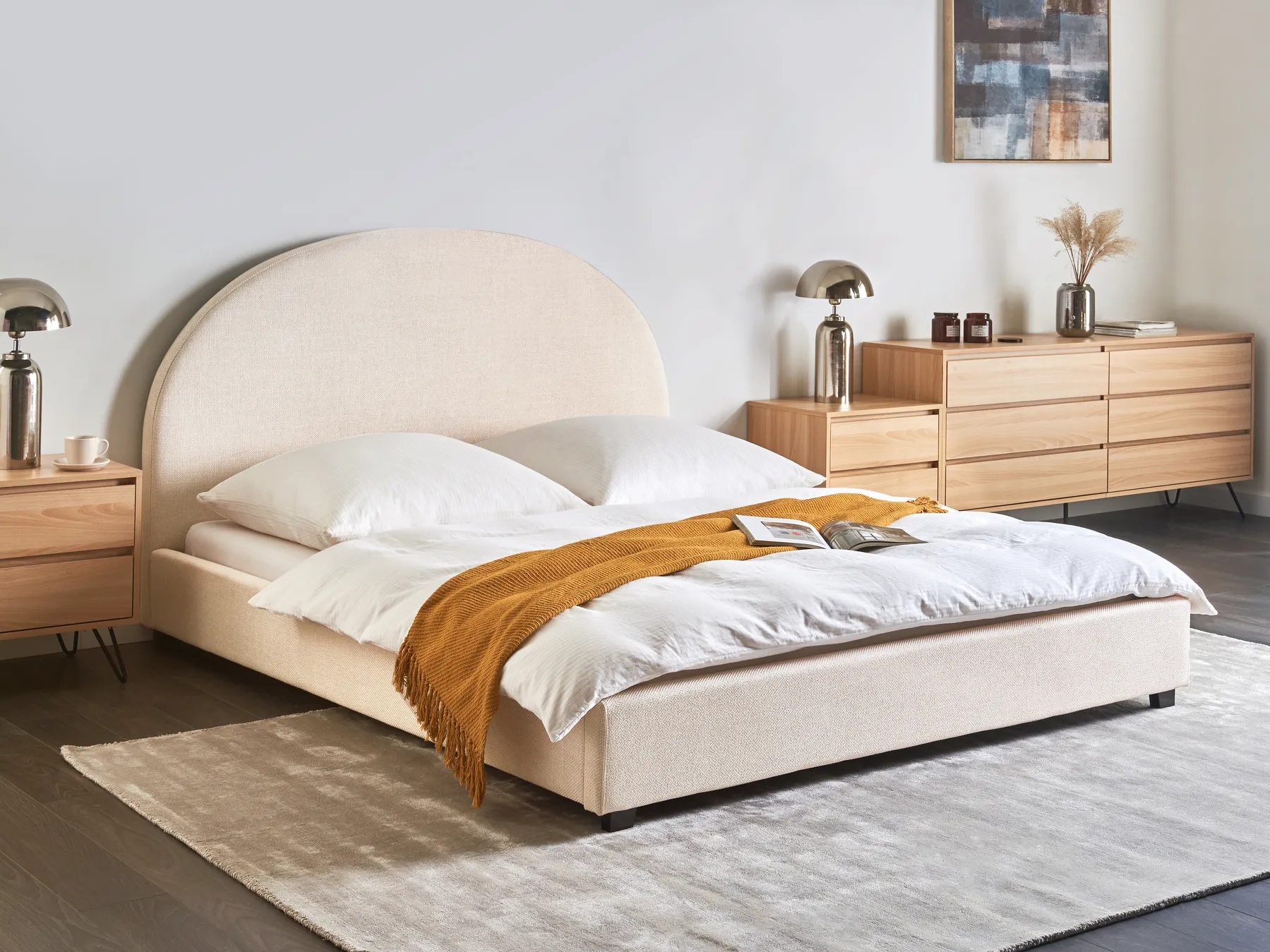 Bed Fabric VAUCLUSE 160 x 200 cm (EU King Size) Light Beige_977528