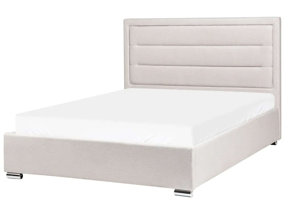 Bett mit Stauraum ROUEN Stoff Hellbeige 140 x 200 cm_996723