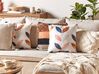 Set of 2 Velvet Cushions Leaf Pattern 45 x 45 cm Off-White QUINOA_834883