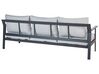 Gartensofa Aluminium schwarz 3-Sitzer Auflagen hellgrau KIATO_934611