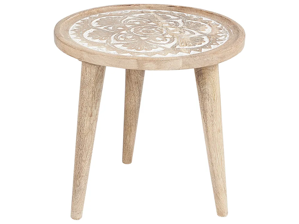 Set of 2 Side Tables SAKITA Mango Wood Brown/ White_857336