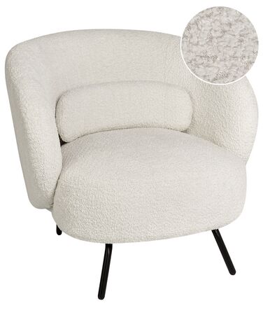 Fauteuil en bouclé blanc MAKELA