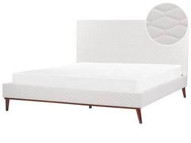 Zamatová posteľ 180 x 200 cm krémová biela BAYONNE
