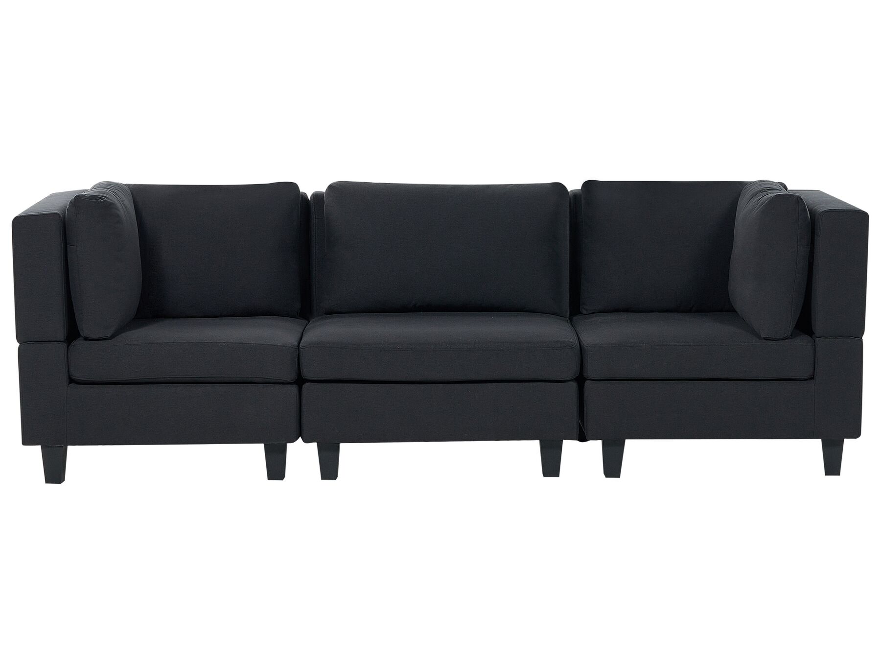 3-Seater Modular Fabric Sofa Black UNSTAD_893480