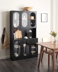 Glass Display Cabinet LANGFORD 100 cm Black_955390