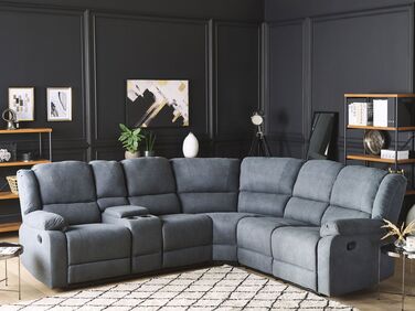 Corner Fabric Manual Recliner Sofa Grey ROKKE