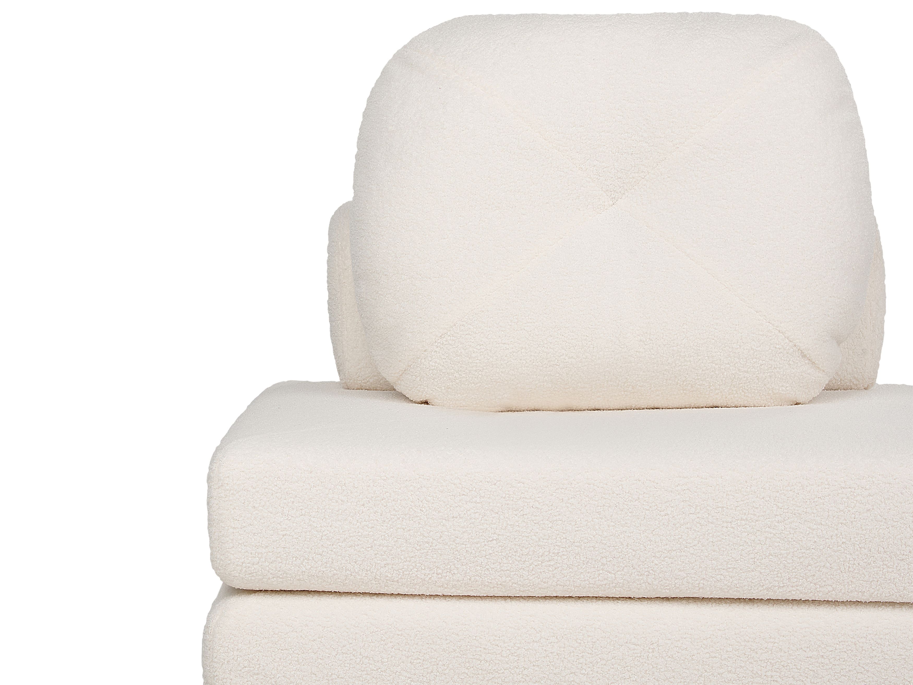 Canapé pouf 2 places en tissu bouclé blanc design original