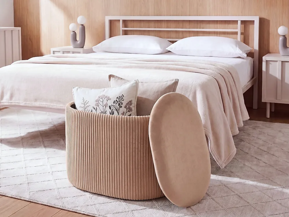 Pouf de rangement RICHLAND Velours Beige_1177992