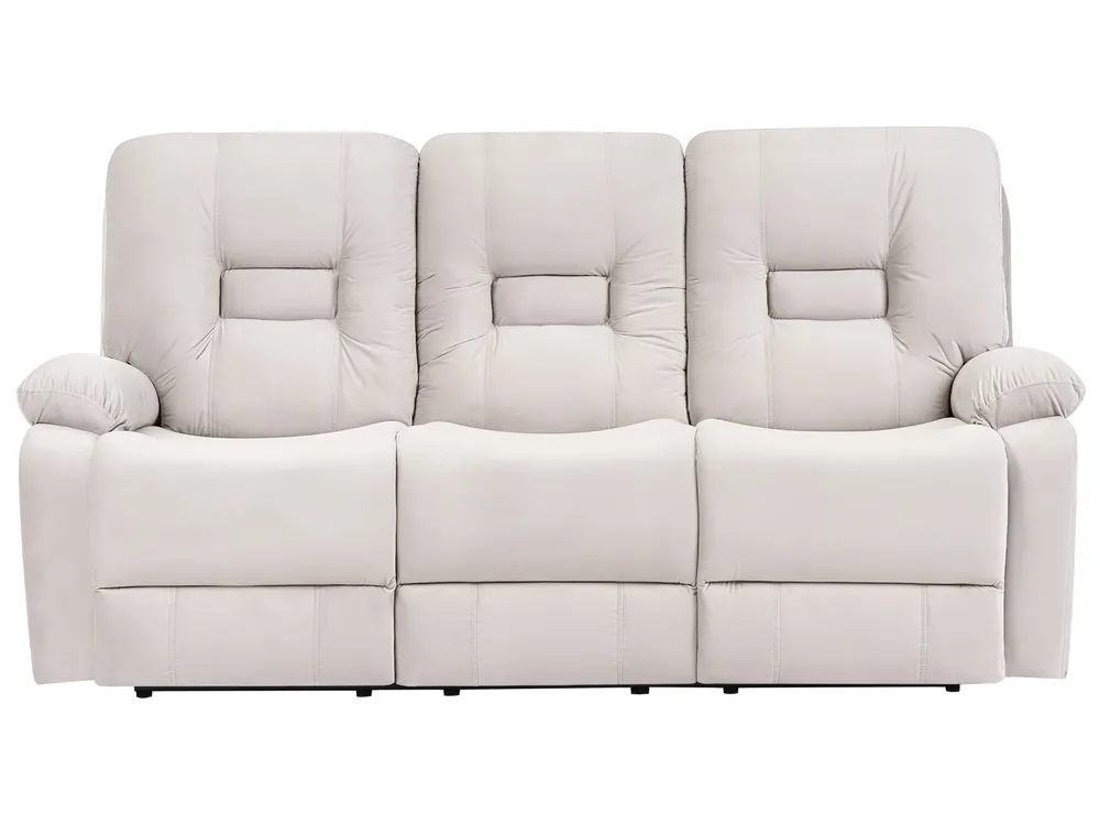 Electric Recliner Living Room Set 6 Seater BERGEN with USB Port Velvet Light Beige_1064821