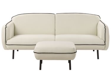 Soffa med fotpall 3-sits tyg ljusbeige TONSBERG