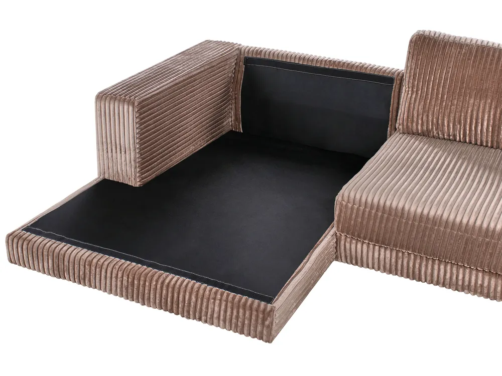 Corner Sofa 3 Seater LOFOTEN Corduroy Light Brown Right Hand_970075