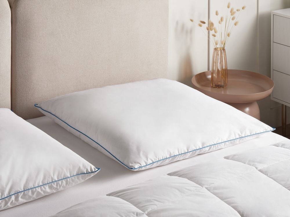 Almohada ANETO Baja 80 x 80 cm Plumas y plumón de pato Blanco