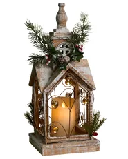 LED Lantern SYVANSI 46 cm Christmas Motif Light Brown_1028117