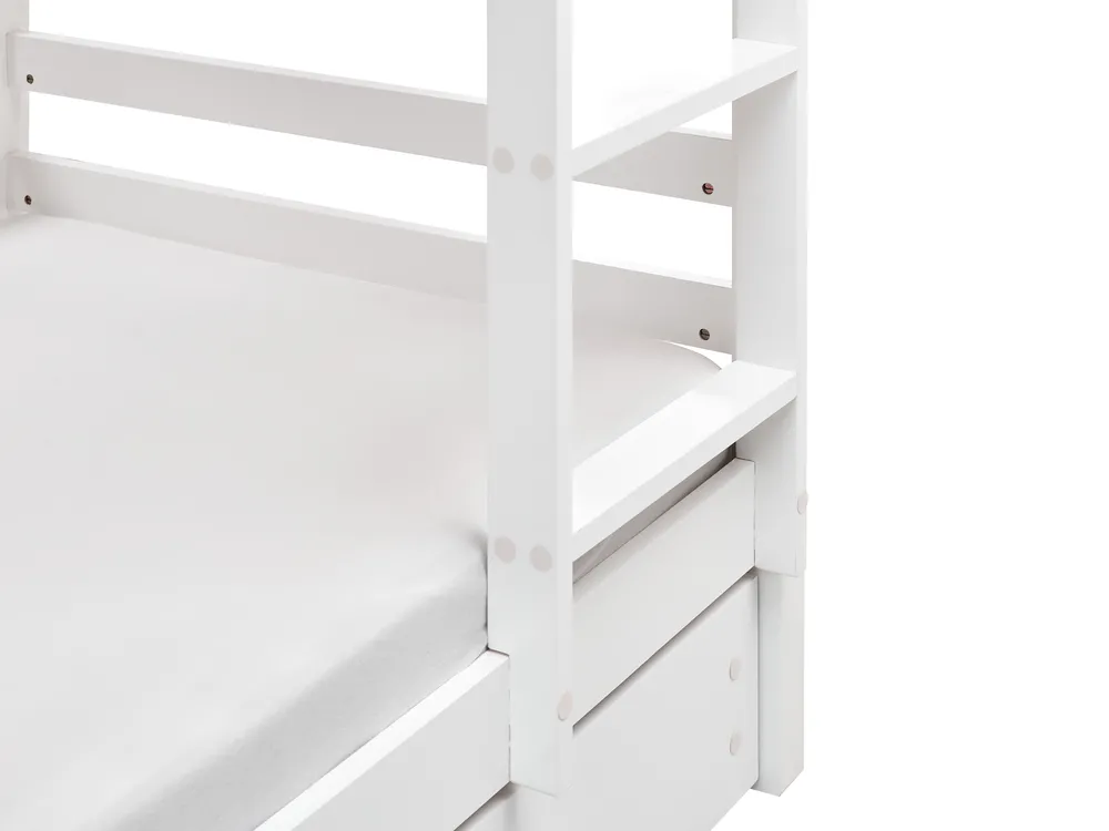 Bunk Bed with Drawers House Pine Wood GIRGOLS 90 x 200 cm (EU Single) with Storage White_1082534