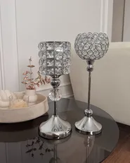 Świecznik ESTERNAY 27 cm Metal Srebrny_979641