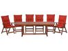 6 Seater Acacia Wood Garden Dining Set with Red Cushions TOSCANA_783940