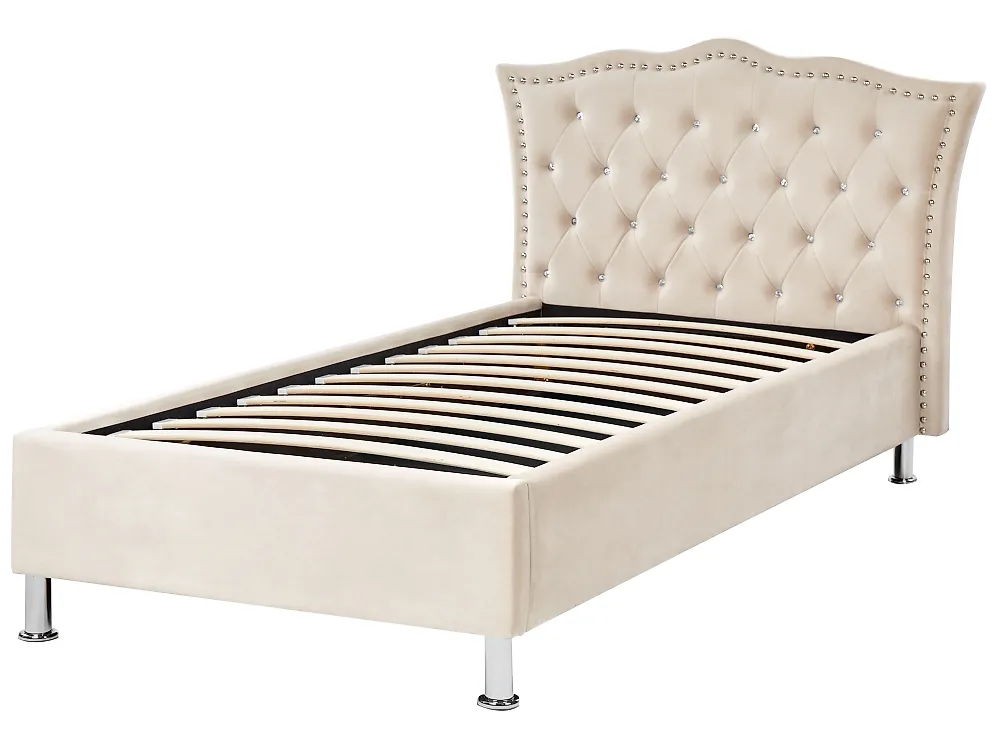 Bed met opbergruimte METZ Fluweel Beige 90 x 200 cm_861388