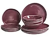 Set of 12 Dinnerware HOPS Stoneware Burgundy