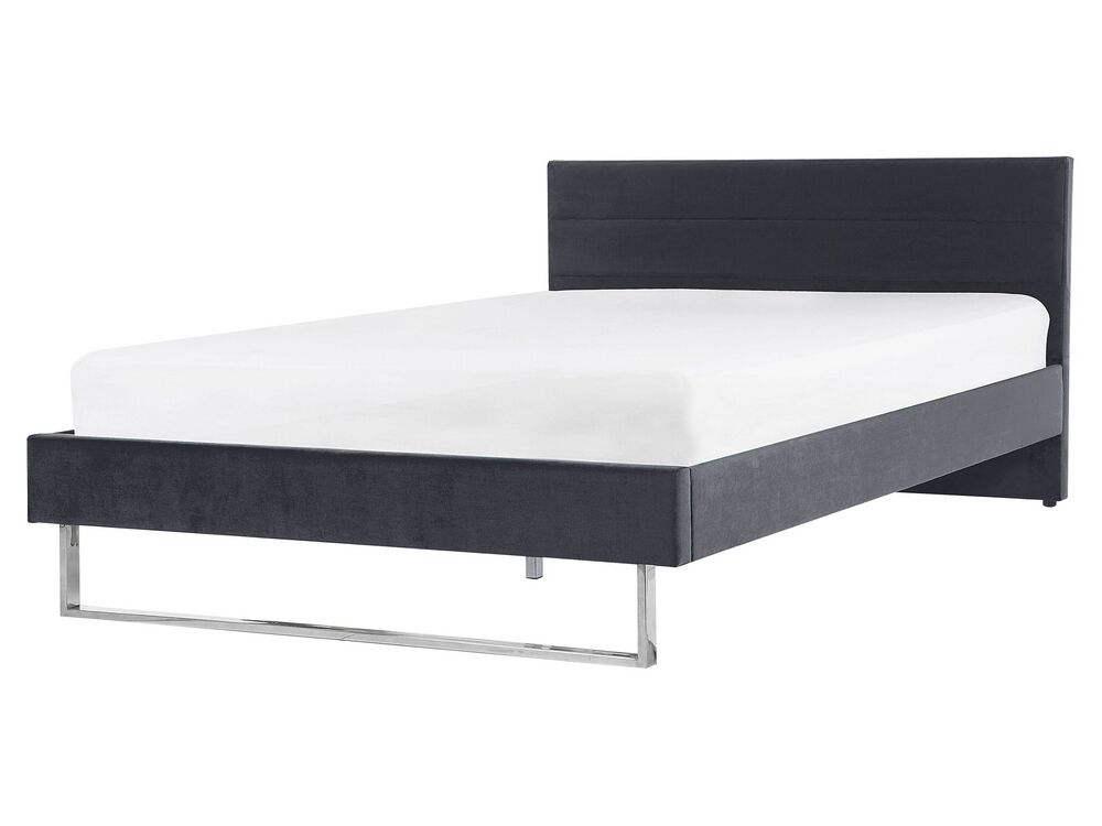 Bed Fluweel BELLOU 160 x 200 cm Donkergrijs