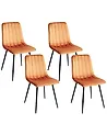 Set of 4 Dining Chairs KALISPELL Velvet Orange