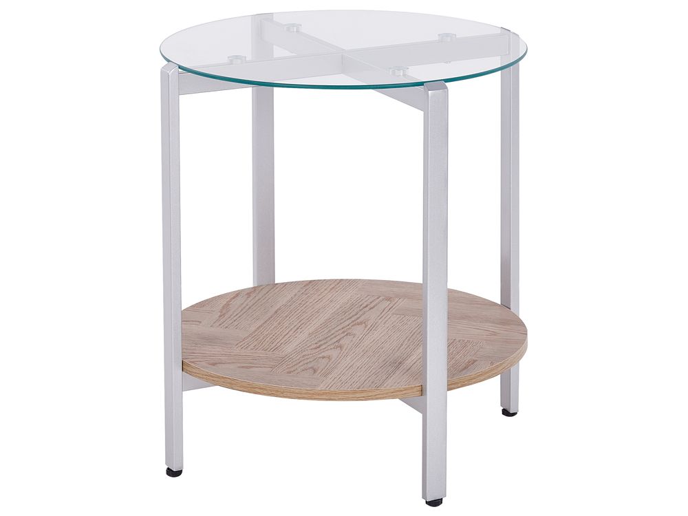 Side Table LOVELL Tempered Glass Silver