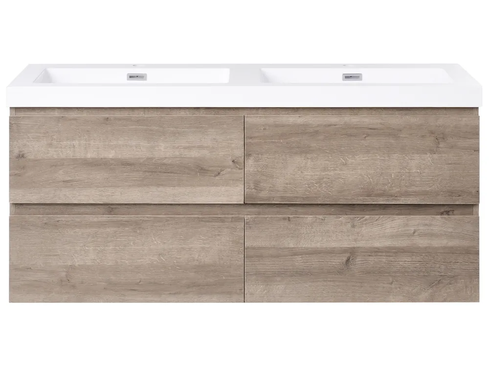 Wall Mounted Double Basin Vanity Unit VIEDMA Taupe_1004990