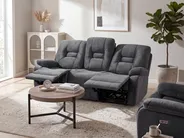 Electric Recliner Sofa 3 Seater BERGEN Velvet Dark Grey_1071174