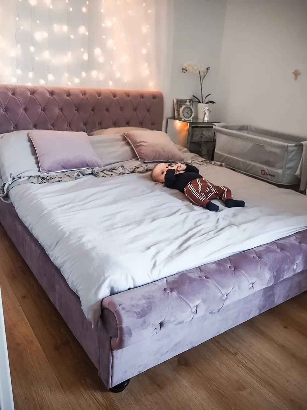 Bett mit Lattenrost Samtstoff AVALLON 160 x 200 cm Rosa_828094