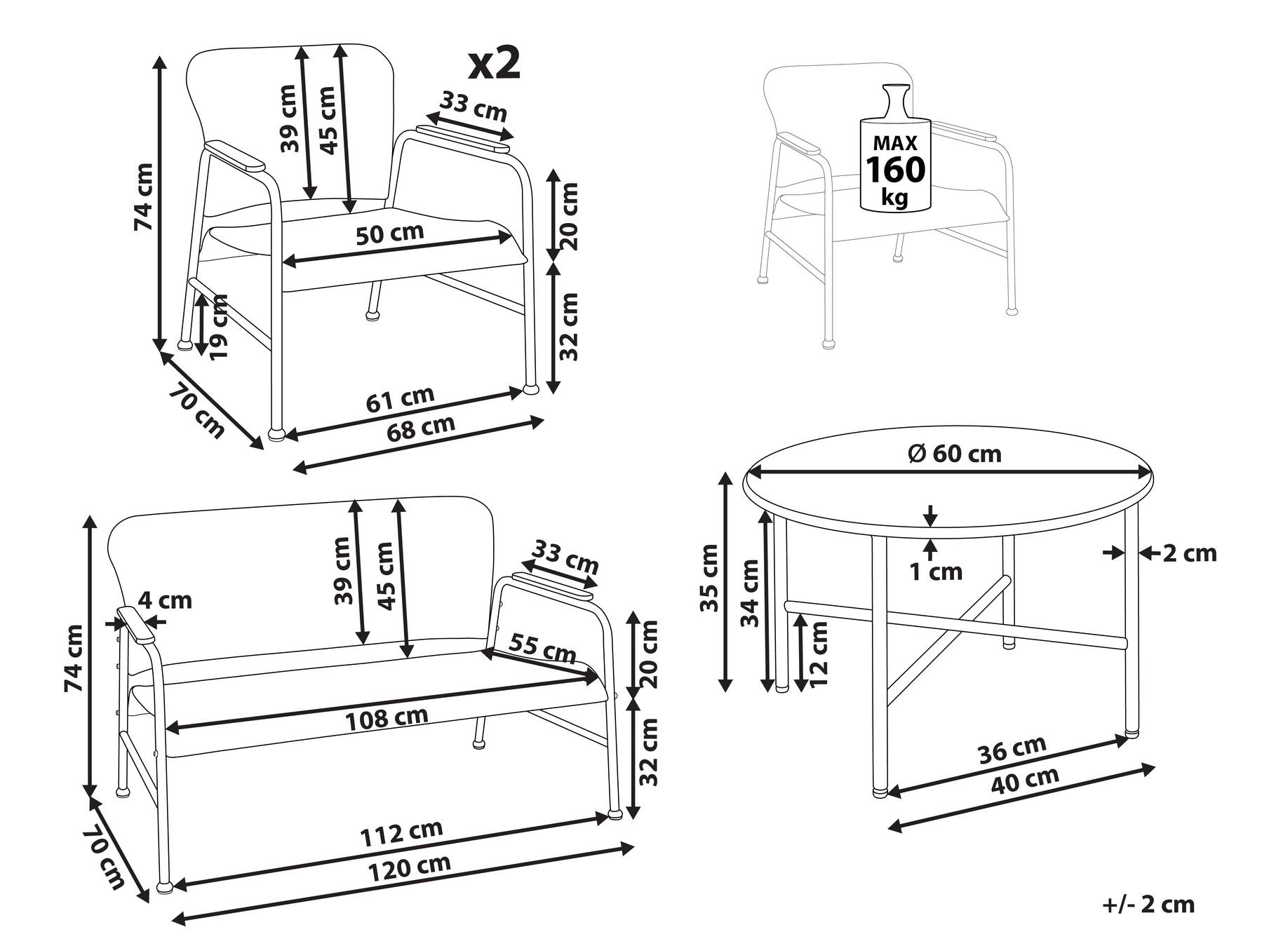 Garden Lounge Set with Table 4 Seater OFANTO PE Rattan Natural_938780