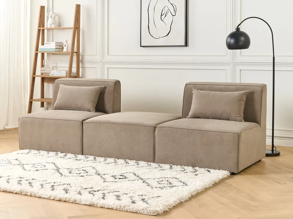 Module fauteuil LEMVIG Velours côtelé Taupe_876492