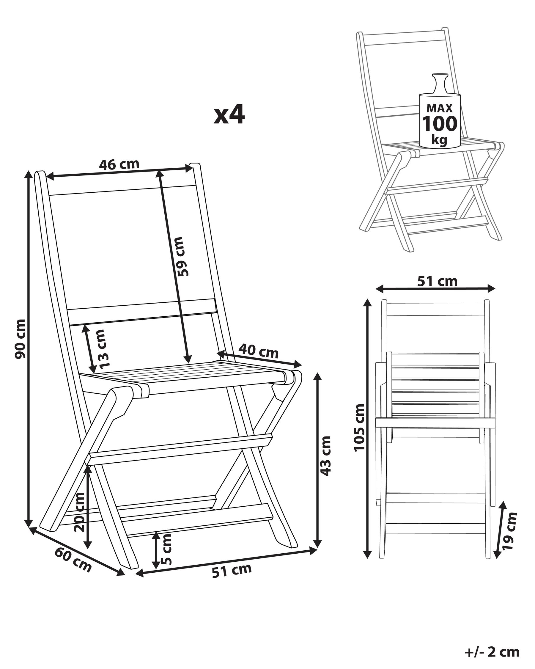 Set of 4 Garden Chairs PARAGGI Certified Acacia Wood Dark Brown_928471