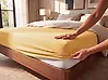 Fitted Sheet JANBU 180 x 200 cm Cotton Mustard