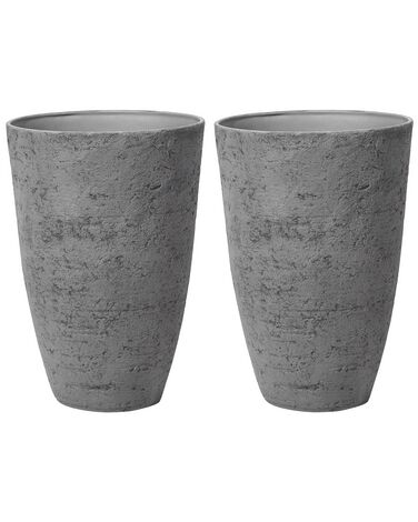 Conjunto de 2 macetas de mezcla de piedra gris ⌀ 51 cm CAMIA