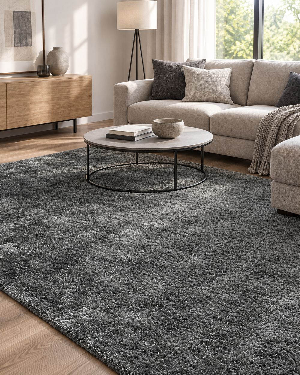 Shaggy Rug DEMRE Dark Grey 200 x 300 cm