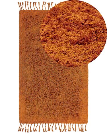 Teppich Baumwolle orange 80 x 150 cm Fransen Shaggy BITLIS