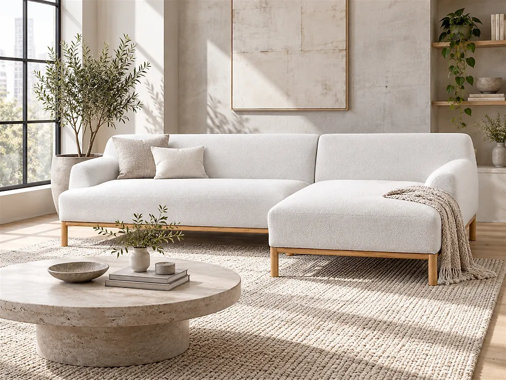 Corner Sofa SOSJO Boucle Off-White Left Hand_1185293
