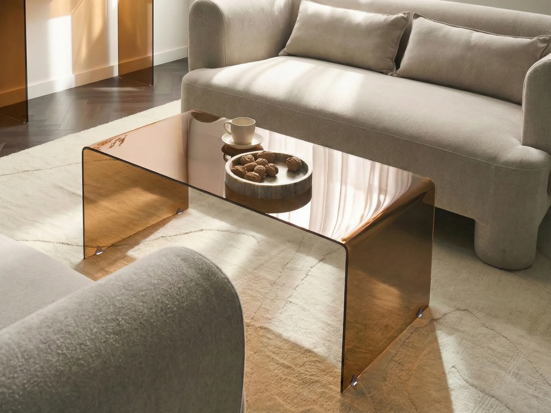 Coffee Table KENDALL Tempered Glass Brown_1048610