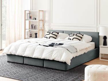 Velvet EU Super King Size Ottoman Bed Dark Grey BOUSSE