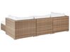 Lounge Set Rattan naturfarben 4-Sitzer linksseitig modular Auflagen weiß SANO II_931952