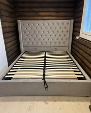 Ottoman Bed LUBBON Velvet Light Grey 160 x 200 cm (EU King Size)_895698