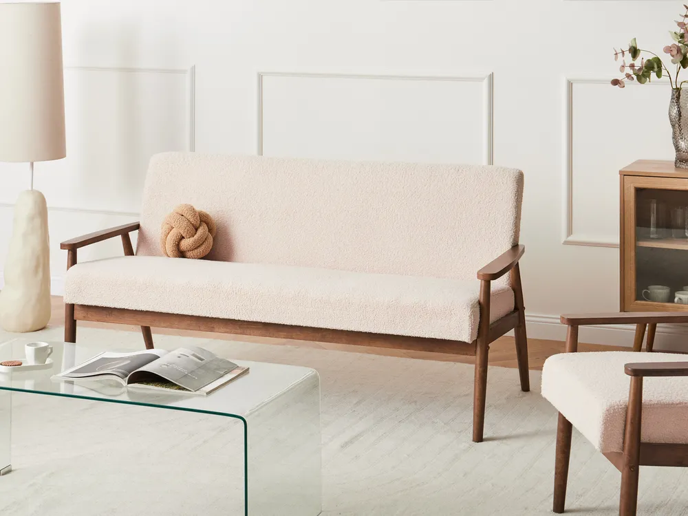 Sofa dla 3 osób ESRUM Boucle Ciemny brąz/ beżowy
