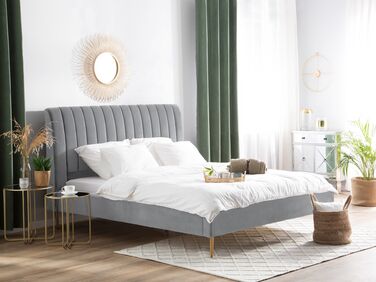 Velvet EU Super King Size Bed Grey MARVILLE