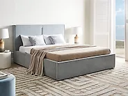 Cama con almacenaje MOISSAC Chenilla Azul claro 160 x 200 cm_1186969