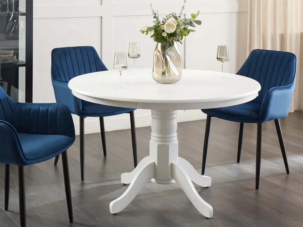 Table repas ronde 120 cm blanc et naturel - BALTIC Table repas ronde 120 cm blanc et naturel - BALTIC