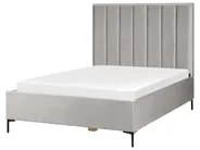 Schlafzimmer Set SEZANNE Samtstoff Hellgrau 140 x 200 cm_800108