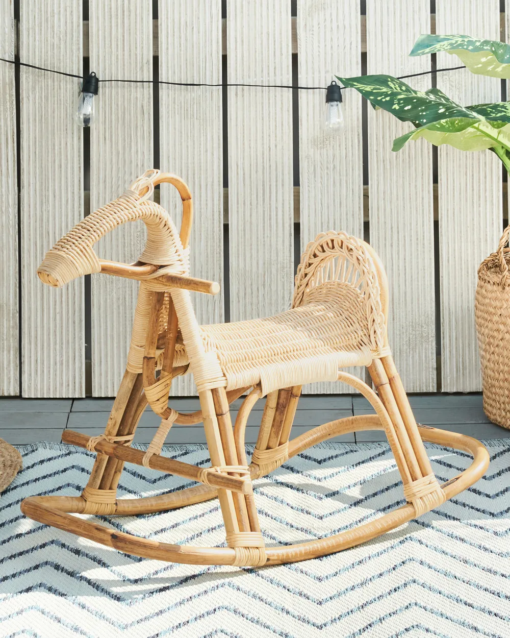 Sedia a dondolo per bambini cavallo ARILLAS Rattan Naturale