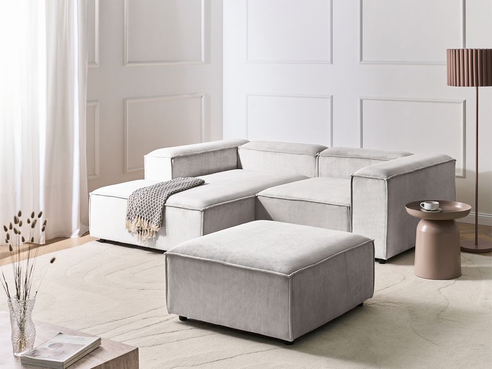 Sofá modular esquinero 2 plazas ARDAL con otomana Pana Blanco crema Derecha