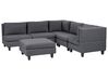 5 Seater Left Hand Modular Fabric Corner Sofa with Ottoman Dark Grey UNSTAD_924668